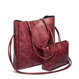 <bold>Tote & Crossbody Bag Set <br>Vegan-Leather Handbag Burgundy - strapsandbrass.com