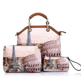 <bold>Tote Crossbody Bag & Purse Set <br>Canvas & Vegan-Leather Handbag girpattern - strapsandbrass.com