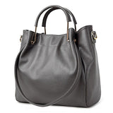 <bold>Bucket / Crossbody Bag <br>Genuine-Leather Handbag Gray - strapsandbrass.com