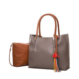 <bold>Tote & Crossbody Bag Set <br>Vegan-Leather Handbag Gray - strapsandbrass.com