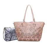 <bold>Tote & Crossbody Bag Set <br>Vegan-Leather Handbag Pink - strapsandbrass.com
