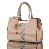 <bold>Top-Handle Bag / Satchel  <br>Genuine-Leather Handbag Pink - strapsandbrass.com