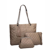 <bold>Tote Crossbody Bag & Purse Set <br>Vegan-Leather Handbag Taupe - strapsandbrass.com