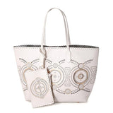 <bold>Tote / Shopping Bag  <br>Vegan-Leather Handbag White - strapsandbrass.com