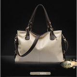 <bold>Hobo / Tote Bag <br>Genuine-Leather Handbag White - strapsandbrass.com