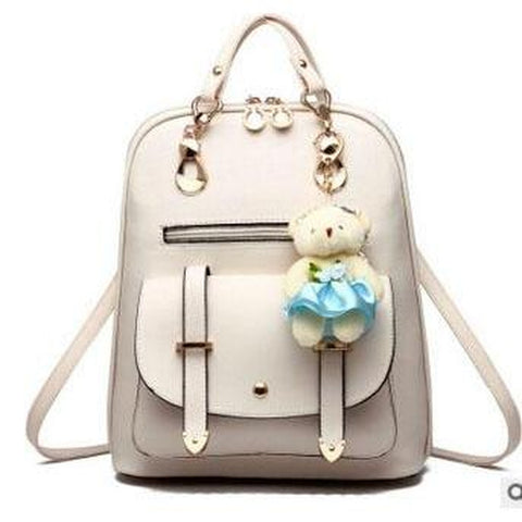 <bold>Youth Fashion Backpack <br>Vegan-Leather Fashion Backpack White backpack - strapsandbrass.com