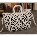 <bold>Tote / Shoulder Bag  <br>Vegan-Leather Handbag White leather bag - strapsandbrass.com