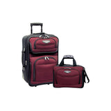 famous Amsterdam 2-piece carry-on luggage set Luggage Burgundy - strapsandbrass.com