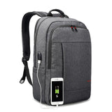 Backpack USB Charging & Anti-Theft <br> Oxford Backpack Black Grey - strapsandbrass.com
