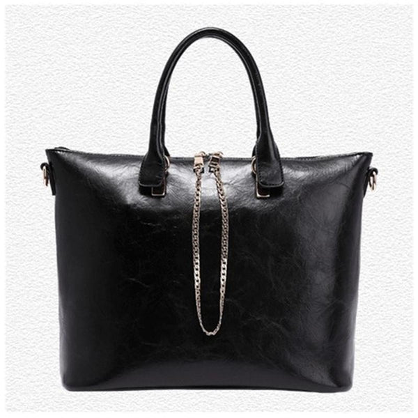 <bold>Tote / Crossbody Bag <br>Genuine-Leather Handbag Black - strapsandbrass.com