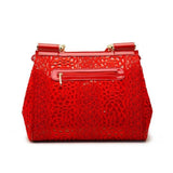 Crossbody / Shoulder Bag  <br>Genuine-Leather Handbag Red - strapsandbrass.com