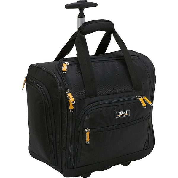 famous wheeled under seat cabin bag 16" - exclusive 3 colors soft side carry-on Luggage Black - strapsandbrass.com