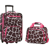famous luggage riot 2 piece carry on luggage set 29 colors Luggage Pink Giraffe - strapsandbrass.com