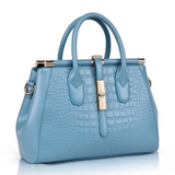 <bold>Top-Handle / Tote Bag  <br>Genuine-Leather Handbag Blue - strapsandbrass.com
