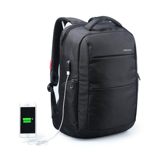 Backpack USB Charging <br> Nylon Backpack Black - strapsandbrass.com