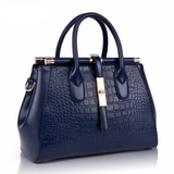 <bold>Top-Handle / Tote Bag  <br>Genuine-Leather Handbag dark Blue - strapsandbrass.com