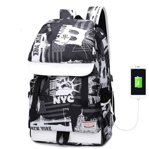 Backpack USB Charging<br> Oxford Backpack White - strapsandbrass.com
