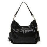 <bold>Hobo / Shoulder Bag  <br>Vegan-Leather Handbag Black - strapsandbrass.com