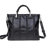 <bold>Tote  / Shoulder Bag <br>Genuine-Leather Handbag Black - strapsandbrass.com