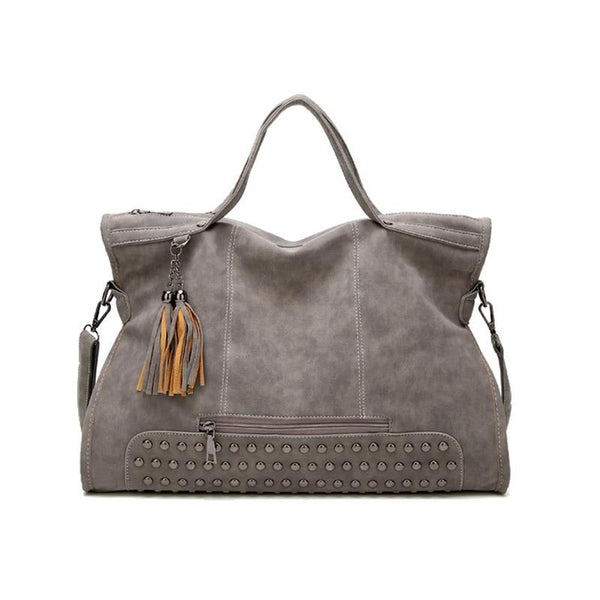 Messenger / Travel Bag  <br>Vegan-Leather Handbag Gray - strapsandbrass.com