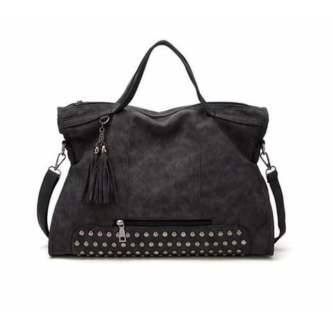 Messenger / Travel Bag  <br>Vegan-Leather Handbag Black - strapsandbrass.com