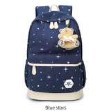Backpack USB Charging <br> Canvas Backpack blue  stars - strapsandbrass.com