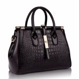 <bold>Top-Handle / Tote Bag  <br>Genuine-Leather Handbag Black - strapsandbrass.com
