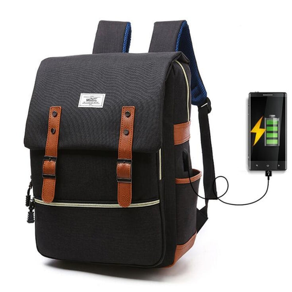 Backpack USB Charging<br> Backpack Black - strapsandbrass.com