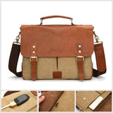 Messenger Bag | Briefcase <br> Genuine Leather | Canvas Handbag  - strapsandbrass.com