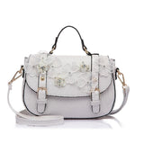 <bold>messenger / Shoulder Bag  <br>Vegan-Leather Handbag White - strapsandbrass.com