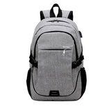 Backpack USB Charging <br> Canvas Backpack Light Grey - strapsandbrass.com