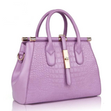 <bold>Top-Handle / Tote Bag  <br>Genuine-Leather Handbag Purple - strapsandbrass.com