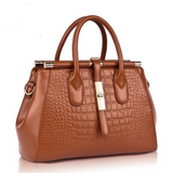 <bold>Top-Handle / Tote Bag  <br>Genuine-Leather Handbag Brown - strapsandbrass.com