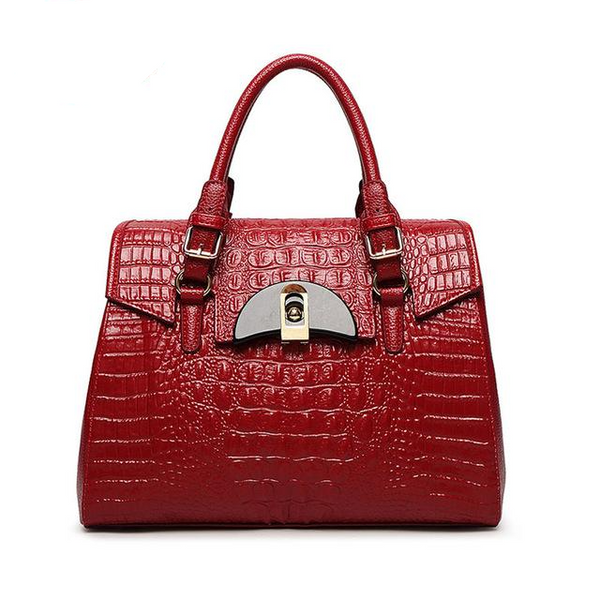 <bold>Top-Handle / Crossbody Bag <br>Genuine-Leather Handbag Burgundy - strapsandbrass.com