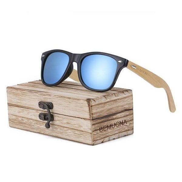 Handcrafted Sunglasses (Unisex) UV400 <br> Bamboo & Glass Sunglasses glblue - strapsandbrass.com