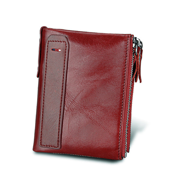 Wallet (RFID Blocking) <br> Genuine Leather Wallet Red(as picture) - strapsandbrass.com
