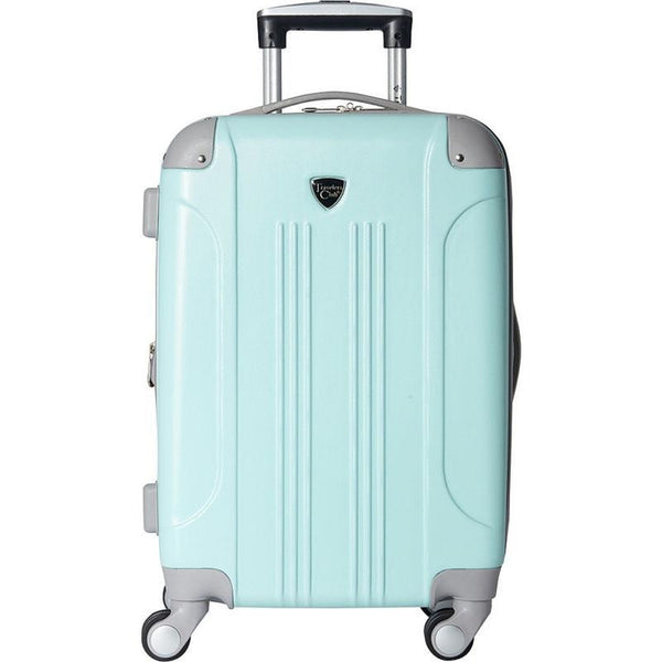 famous luggage modern 20" hardside expandable hardside carry-on luggage Aquamarine - strapsandbrass.com