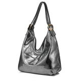 <bold>Hobo  / Tote Bag <br>Genuine-Leather Handbag Anti-Silver - strapsandbrass.com