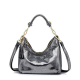 <bold>Hobo  / Tote Bag <br>Genuine-Leather Handbag Anti Silver - strapsandbrass.com