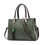 <bold>Tote / Crossbody Bag  <br>Vegan-Leather Handbag Army Green - strapsandbrass.com