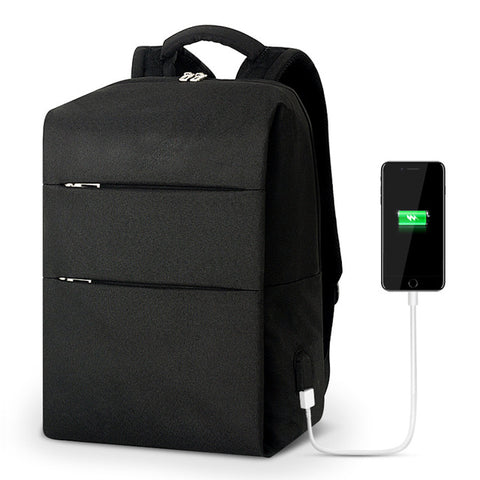 Backpack USB Charging <br> Canvas Backpack BLACK - strapsandbrass.com