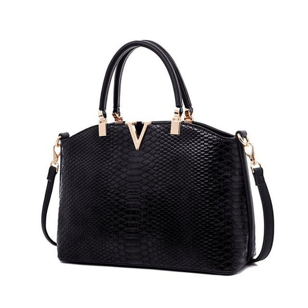 <bold>Satchel / Crossbody Bag  <br>Vegan-Leather Handbag Black - strapsandbrass.com