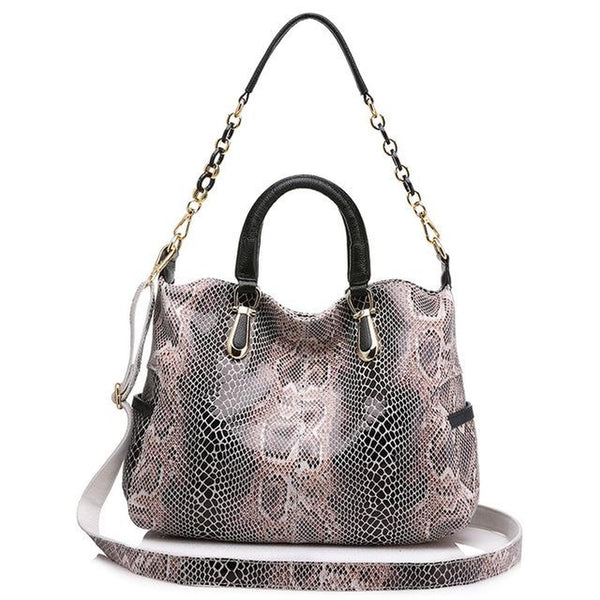 <bold>Tote / Shoulder Bag <br>Genuine-Leather Handbag Beige - strapsandbrass.com