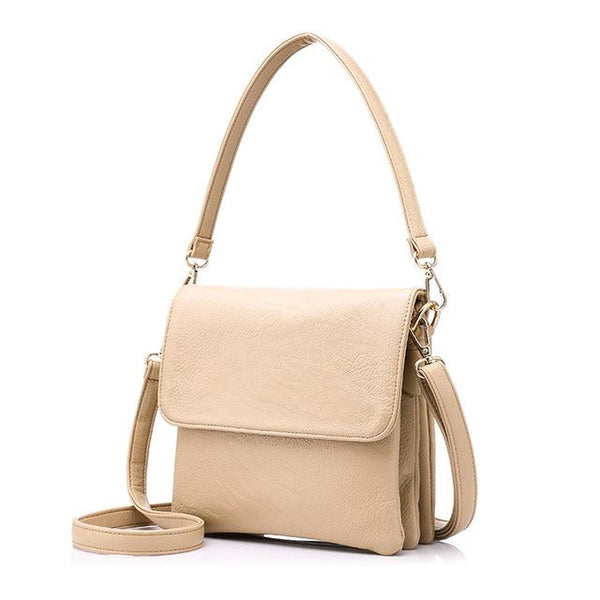 <bold>Messenger  / Shoulder Bag  <br>Vegan-Leather Handbag Beige - strapsandbrass.com