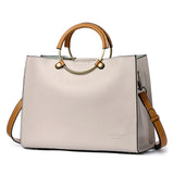 <bold>Top-Handle / Tote Bag <br>Genuine-Leather Handbag Beige - strapsandbrass.com