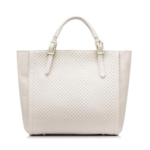 Tote / Shoulder Bag  <br>Genuine-Leather Handbag Beige - strapsandbrass.com