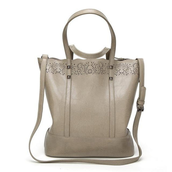 <bold>Tote / Shoulder Bag  <br>Vegan-Leather Handbag Beige - strapsandbrass.com