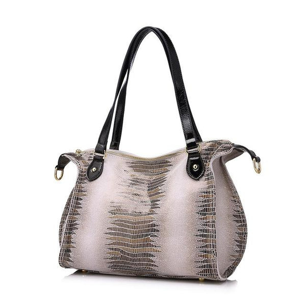 <bold>Tote  / Shoulder Bag <br>Genuine-Leather Handbag Beige - strapsandbrass.com