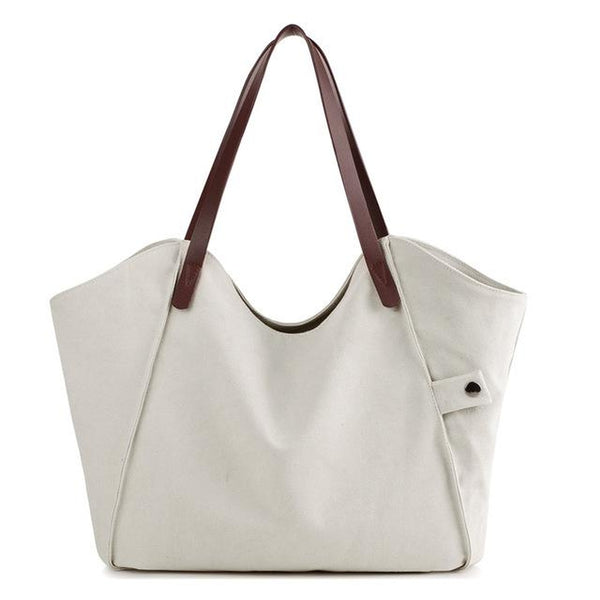 <bold>Hobo  / Tote Bag <br>Canvas Handbag Beige - strapsandbrass.com