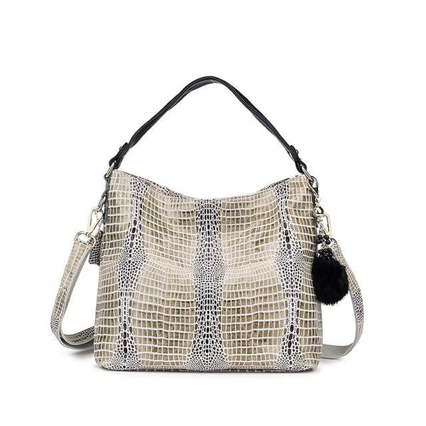 <bold>Bucket / Tote Bag <br>Genuine-Leather Handbag Beige - strapsandbrass.com